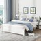 Wooden Platform Bed with Headboard and Wood Slat Support White